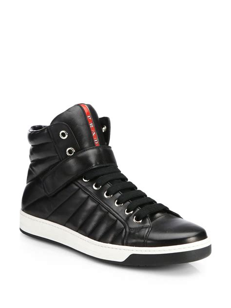 prada rubber toe sneakers|prada designer high top sneakers.